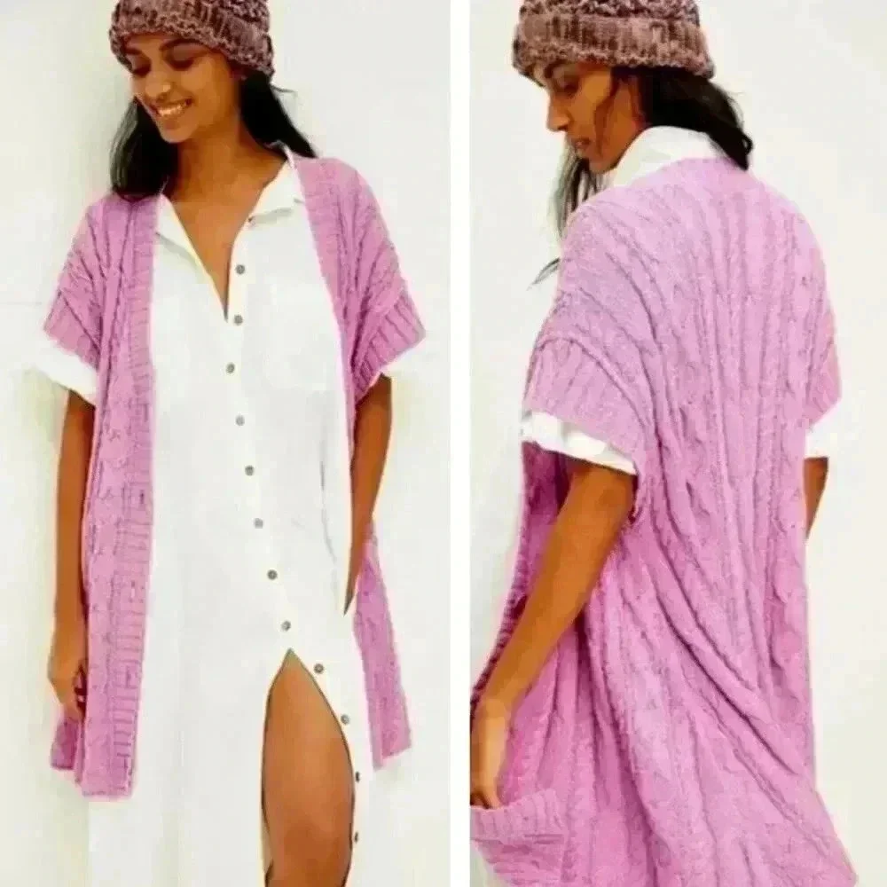 NEW Free People Swingin Swing Knit Sweater Mini Dress Lilac